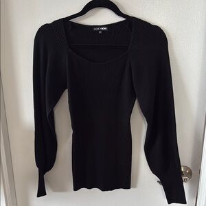 Fashion Nova Black Balloon Sleeve Sweater Medium